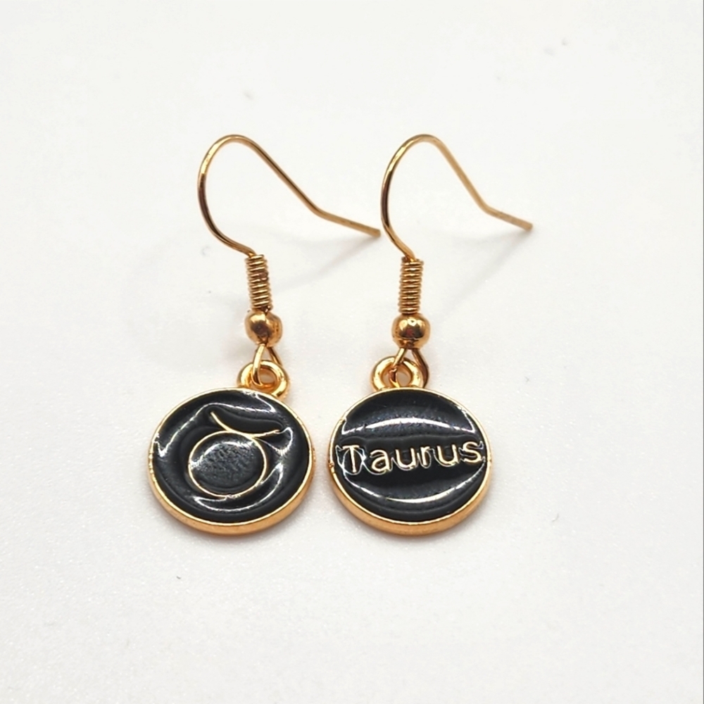 Zodiac Horoscope Earrings Black And Gold Zodiac Horoscope Earrings Black And Gold